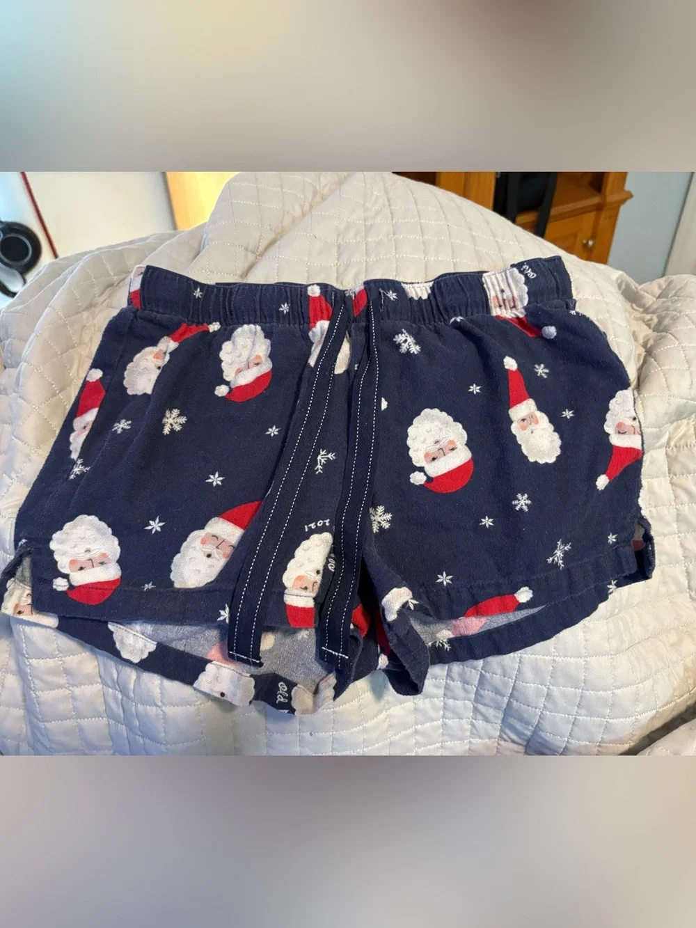 Old Navy Navy Santa Face Print Cotton Shorts
